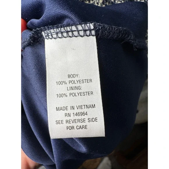 Bethany‎ Navy Blue & White Tiered Ruffle Shift Dress – Size 12 - Picture 6 of 8